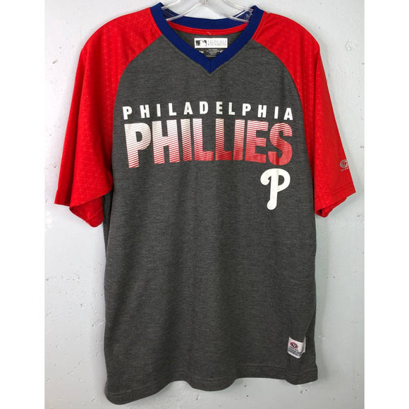 MLB Philadelphia Phillies‎ T-shirt/Jersey Short Sleeves, Gray and Red Sz M - Picture 1 of 7